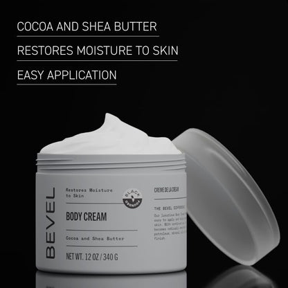 Bevel Body Cream for Men – Luxury Moisturizer with Cocoa & Shea Butter, Hypoallergenic, Dermatologist Tested, Supreme Oak Scent, 12 oz Avelisse