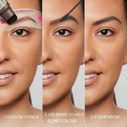 Eyebrow Stamp Stencil Kit - Light Brown Brow Powder Stamp & 24 Stencils for Perfect Shaping, Smudge-Proof Avelisse