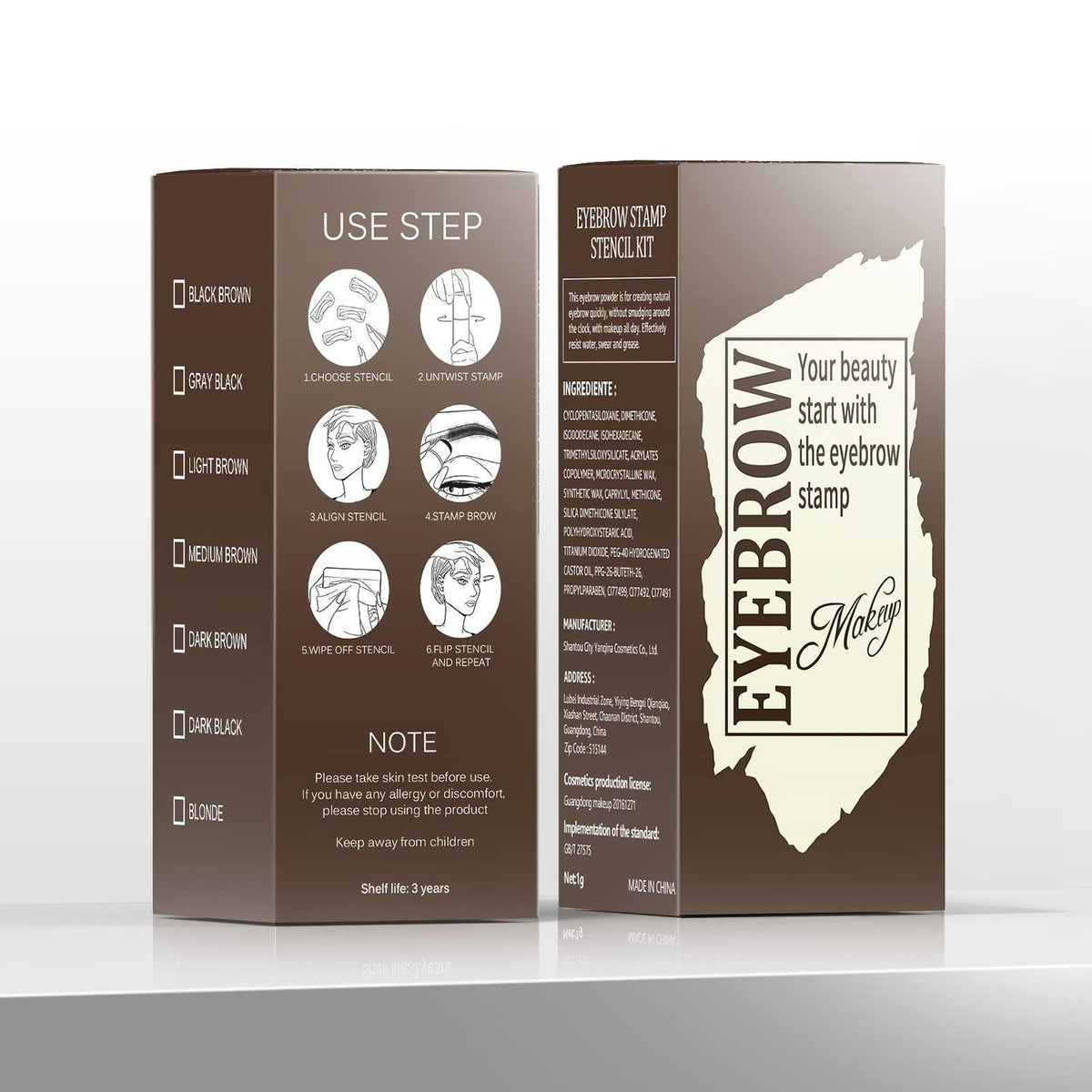 Eyebrow Stamp Stencil Kit - Light Brown Brow Powder Stamp & 24 Stencils for Perfect Shaping, Smudge-Proof Avelisse