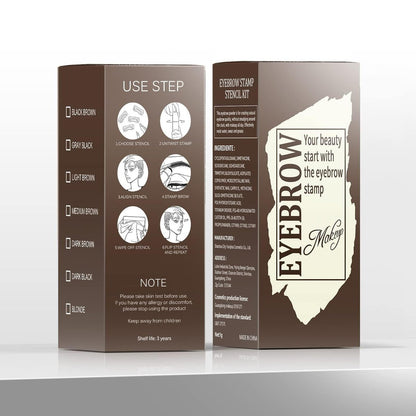 Eyebrow Stamp Stencil Kit - Light Brown Brow Powder Stamp & 24 Stencils for Perfect Shaping, Smudge-Proof Avelisse
