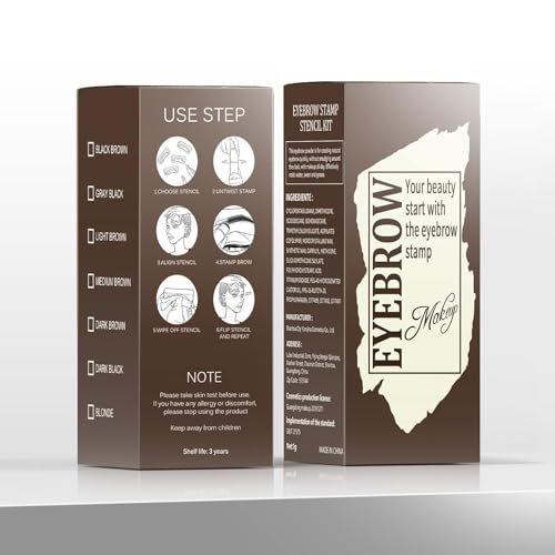 Eyebrow Stamp Stencil Kit - Light Brown Brow Powder Stamp & 24 Stencils for Perfect Shaping, Smudge-Proof Avelisse