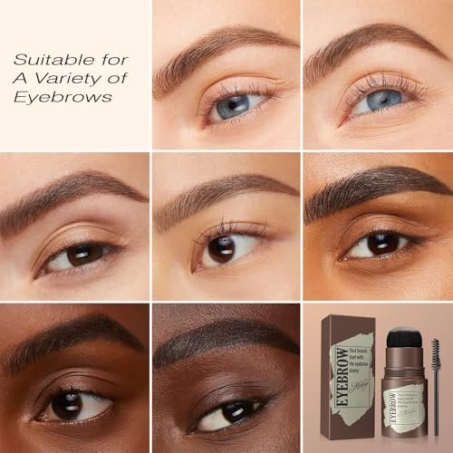 Eyebrow Stamp Stencil Kit - Light Brown Brow Powder Stamp & 24 Stencils for Perfect Shaping, Smudge-Proof Avelisse