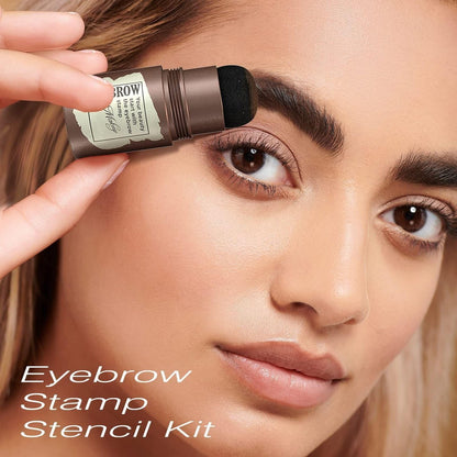 Eyebrow Stamp Stencil Kit - Light Brown Brow Powder Stamp & 24 Stencils for Perfect Shaping, Smudge-Proof Avelisse