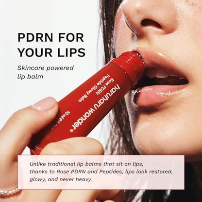 Haruharu Wonder Rose PDRN Peptide Glowy Balm – Instant Moisture Lip Balm for Dry Cracked Lips, 24HR Hydration, Vegan & Silicone Free, Tint-Free, 0.33 fl.oz