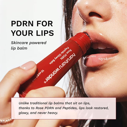 Haruharu Wonder Rose PDRN Peptide Glowy Balm – Instant Moisture Lip Balm for Dry Cracked Lips, 24HR Hydration, Vegan & Silicone Free, Tint-Free, 0.33 fl.oz
