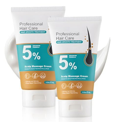 2pcs 5% Hair Growth Scalp Massage Cream - Professional Hair Care with Rosemary & Biotin for Men & Women, Strengthens Roots & Fast Regrowth Avelisse