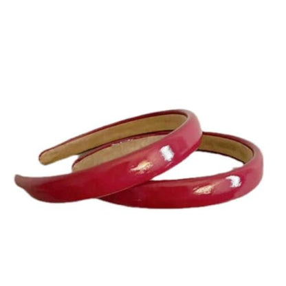 NexusPulse 2-Pack Red Patent Leather Wide Sponge Headbands – Non-Slip Retro Hair Accessories for Women