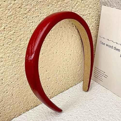 NexusPulse 2-Pack Red Patent Leather Wide Sponge Headbands – Non-Slip Retro Hair Accessories for Women