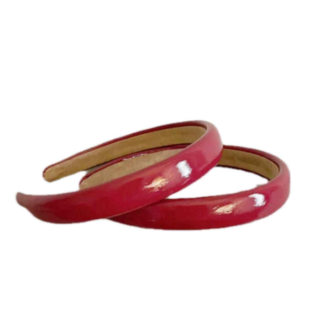 NexusPulse 2-Pack Red Patent Leather Wide Sponge Headbands – Non-Slip Retro Hair Accessories for Women - görsel 1