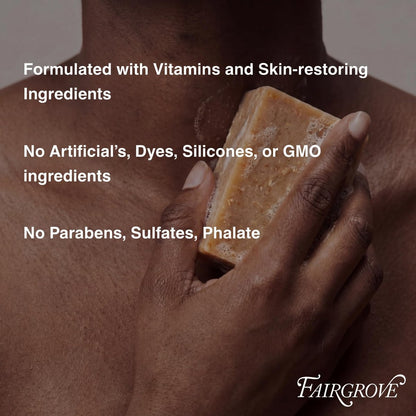 Fairgrove Organic Kojic Acid Bar Soap with Retinol, Turmeric & Postbiotics – Skin Brightening, Cold Pressed, Made in USA (4 oz) Avelisse