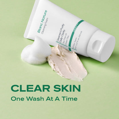 BLANC NATURE Cleansing Foam - Tea Tree Pore Deep Facial Cleanser for Oily & Sensitive Skin with Centella Asiatica and Green Tea, Korean Skincare, 5.07 fl oz (150 ml) Avelisse