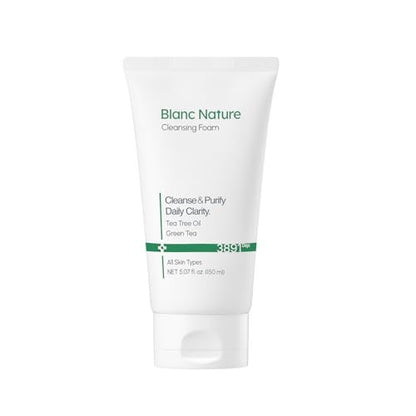 BLANC NATURE Cleansing Foam - Tea Tree Pore Deep Facial Cleanser for Oily & Sensitive Skin with Centella Asiatica and Green Tea, Korean Skincare, 5.07 fl oz (150 ml) Avelisse
