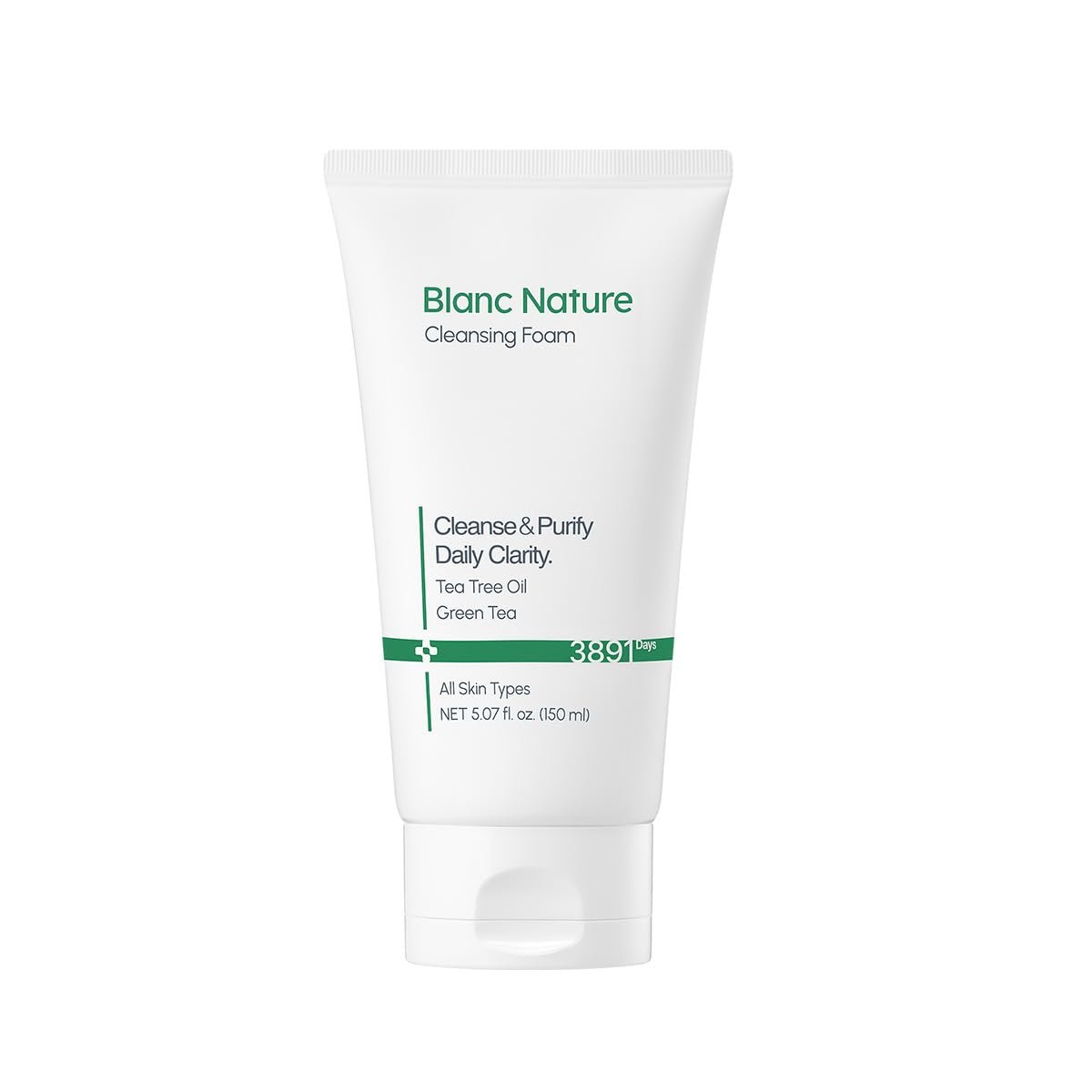 BLANC NATURE Cleansing Foam - Tea Tree Pore Deep Facial Cleanser for Oily & Sensitive Skin with Centella Asiatica and Green Tea, Korean Skincare, 5.07 fl oz (150 ml) Avelisse