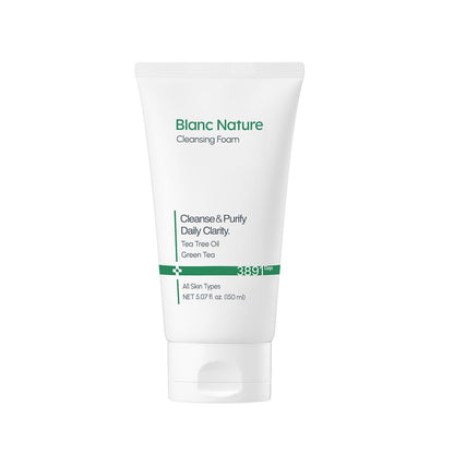BLANC NATURE Cleansing Foam - Tea Tree Pore Deep Facial Cleanser for Oily & Sensitive Skin with Centella Asiatica and Green Tea, Korean Skincare, 5.07 fl oz (150 ml) Avelisse