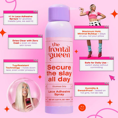 The Frontal Queen Lace Adhesive Spray – Clear Dry Finish, Extra Hold for All-Day Secure Glueless Installs Avelisse