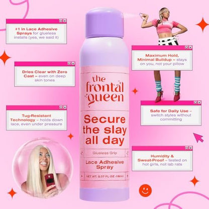 The Frontal Queen Lace Adhesive Spray – Clear Dry Finish, Extra Hold for All-Day Secure Glueless Installs Avelisse