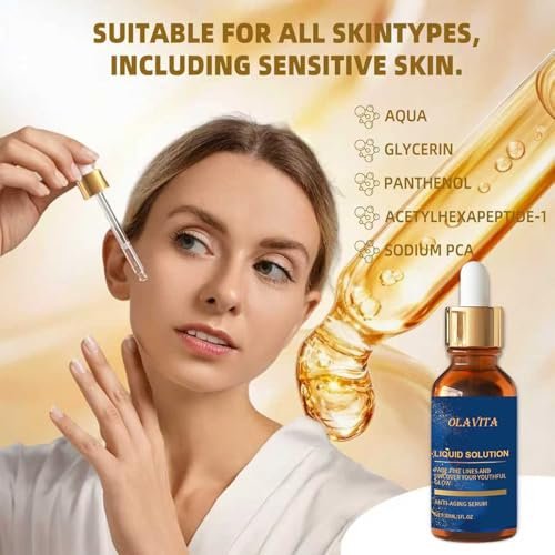 OLAVITA Liquid Solution Anti Aging Serum – New Upgraded Vitamin C Hydrating & Firming Facial Serum with Collagen Support, 2-Pack - görsel 5