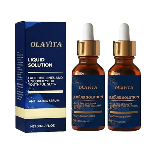 OLAVITA Liquid Solution Anti Aging Serum – New Upgraded Vitamin C Hydrating & Firming Facial Serum with Collagen Support, 2-Pack - görsel 1