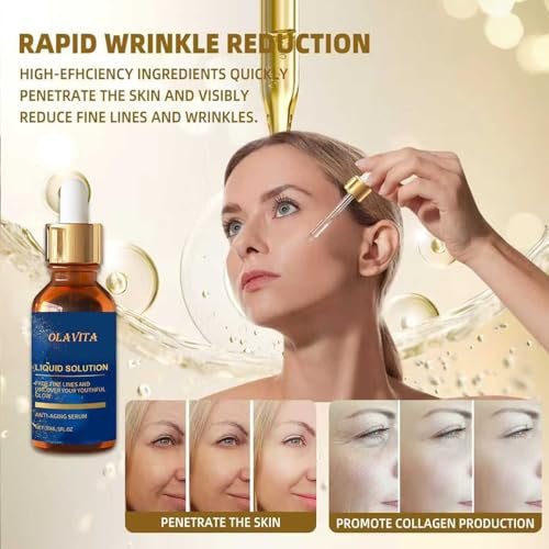 OLAVITA Liquid Solution Anti Aging Serum – New Upgraded Vitamin C Hydrating & Firming Facial Serum with Collagen Support, 2-Pack - görsel 9