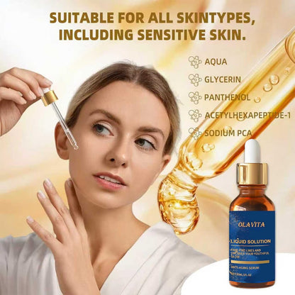 OLAVITA Liquid Solution Anti Aging Serum – New Upgraded Vitamin C Hydrating & Firming Facial Serum with Collagen Support, 2-Pack