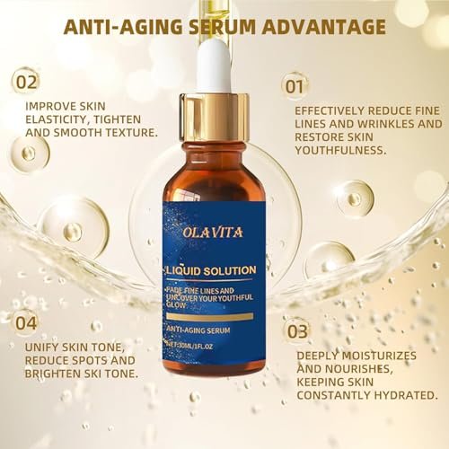 OLAVITA Liquid Solution Anti Aging Serum – New Upgraded Vitamin C Hydrating & Firming Facial Serum with Collagen Support, 2-Pack - görsel 7
