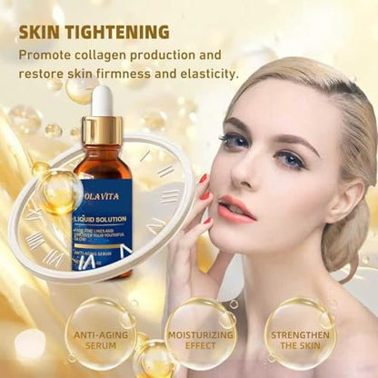 OLAVITA Liquid Solution Anti Aging Serum – New Upgraded Vitamin C Hydrating & Firming Facial Serum with Collagen Support, 2-Pack
