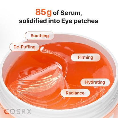 COSRX 5-PDRN Complex Collagen Gel Eye Patches – Radiance Care for Tired Under-Eyes with Salmon DNA & Vitamin C, 60 Patches