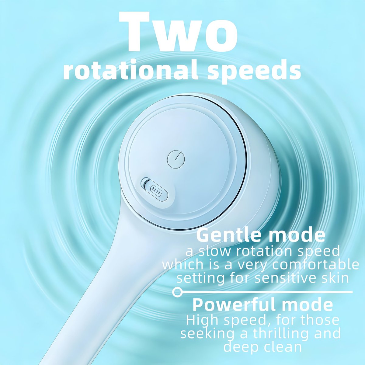 Electric Body Brush Back Scrubber for Shower - Waterproof Long Dual Handle Power Body Scrubber with 4 Heads, Rechargeable Bath Brush & 2 Speeds for Cleansing, Exfoliating and Massaging Skin (Sky Blue) Avelisse