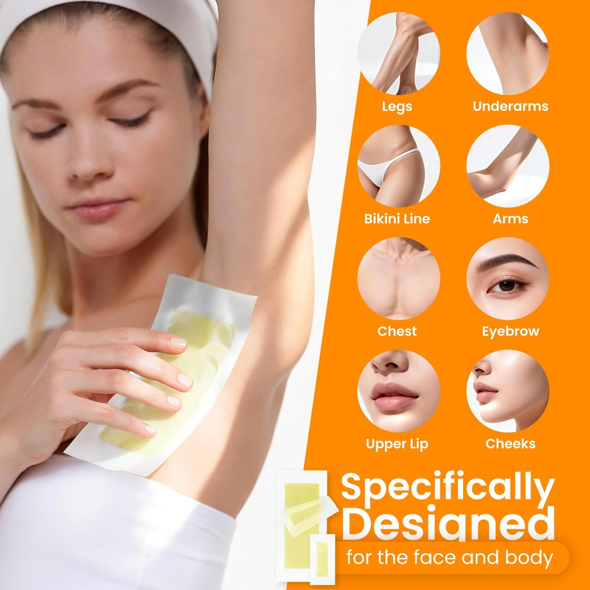 Pureasy 100 PCS Wax Strips for Hair Removal: Facial & Body Waxing Kit with Calming Oil Wipes Avelisse