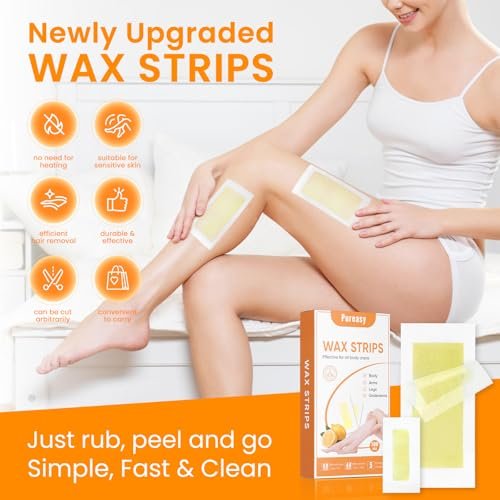 Pureasy 100 PCS Wax Strips for Hair Removal: Facial & Body Waxing Kit with Calming Oil Wipes Avelisse