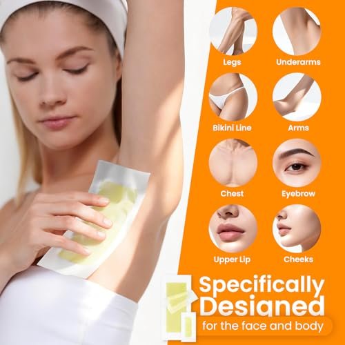 Pureasy 100 PCS Wax Strips for Hair Removal: Facial & Body Waxing Kit with Calming Oil Wipes Avelisse