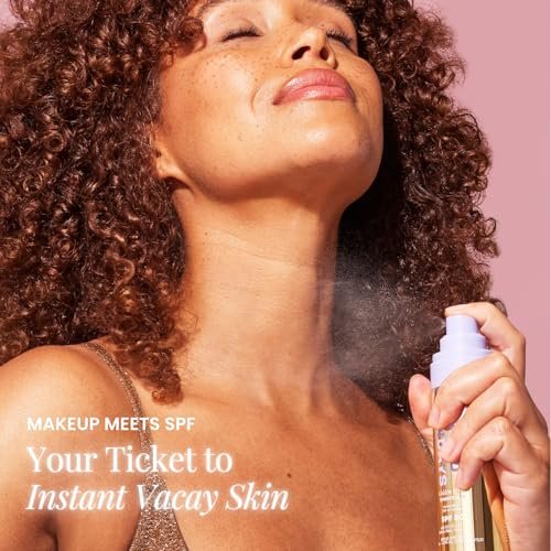 Naked Sundays SPF 50 Golden Glow Glitter Setting Spray – Shimmering Sunscreen Mist for Face & Body, Broad Spectrum UVA/UVB Protection, Lightweight Non-Greasy Finish, 75ml Avelisse