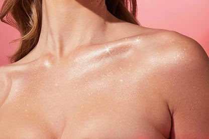 Naked Sundays SPF 50 Golden Glow Glitter Setting Spray – Shimmering Sunscreen Mist for Face & Body, Broad Spectrum UVA/UVB Protection, Lightweight Non-Greasy Finish, 75ml Avelisse