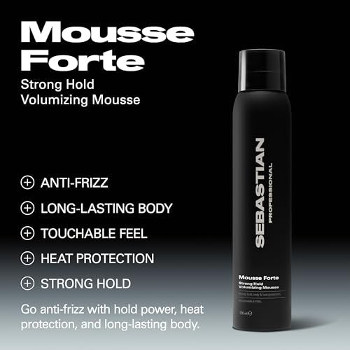 Sebastian Professional Mousse Forte | Strong-Hold Hair Styling Mousse | Volume & Body-Boosting for Curls & Waves with Heat Protection | 6.7 fl oz Avelisse