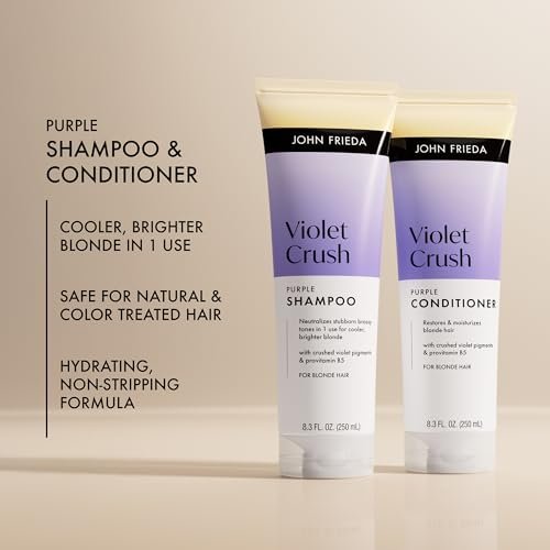 John Frieda Violet Crush Purple Shampoo and Conditioner Bundle - 8.3 Fl Oz Each (Pack of 2) Avelisse