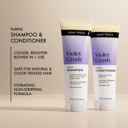 John Frieda Violet Crush Purple Shampoo and Conditioner Bundle - 8.3 Fl Oz Each (Pack of 2) Avelisse
