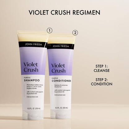 John Frieda Violet Crush Purple Shampoo and Conditioner Bundle - 8.3 Fl Oz Each (Pack of 2) Avelisse