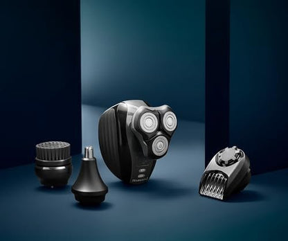 Remington Balder 3 Head Shaver – Dual-Track Cutting Heads, Multi-Directional Pivot, 45-Minute Run Time, 100% Waterproof Complete Grooming Kit with Beard Trimmer & Nose/Ear Trimmer Avelisse