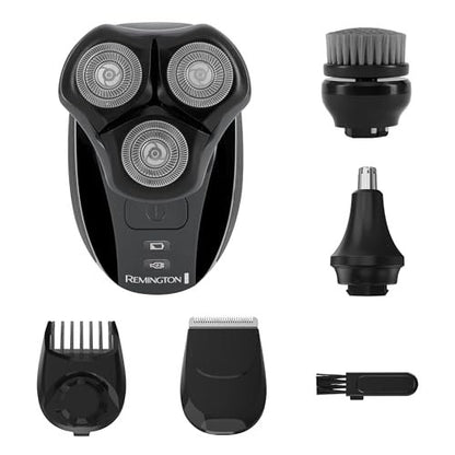 Remington Balder 3 Head Shaver – Dual-Track Cutting Heads, Multi-Directional Pivot, 45-Minute Run Time, 100% Waterproof Complete Grooming Kit with Beard Trimmer & Nose/Ear Trimmer Avelisse