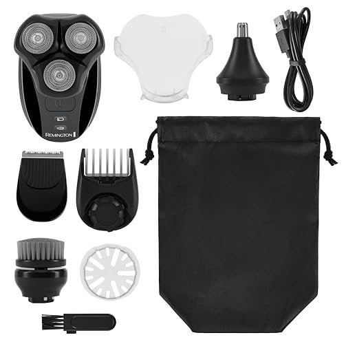 Remington Balder 3 Head Shaver – Dual-Track Cutting Heads, Multi-Directional Pivot, 45-Minute Run Time, 100% Waterproof Complete Grooming Kit with Beard Trimmer & Nose/Ear Trimmer Avelisse