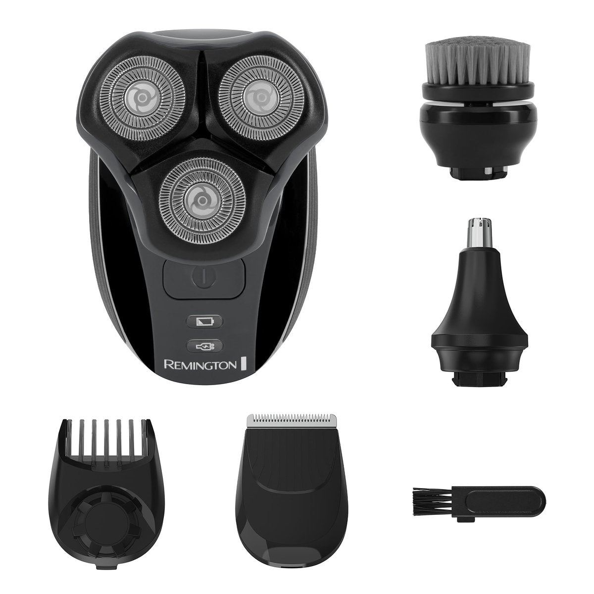 Remington Balder 3 Head Shaver – Dual-Track Cutting Heads, Multi-Directional Pivot, 45-Minute Run Time, 100% Waterproof Complete Grooming Kit with Beard Trimmer & Nose/Ear Trimmer Avelisse