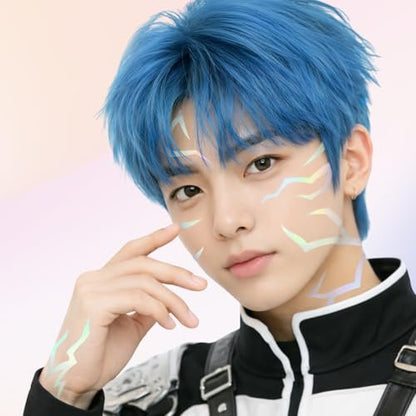Iridescent Pattern Temporary Tattoos - 3 Sheets Holographic Demon Energy Metallic Tattoos for Cosplay, Kpop, Kids, Halloween