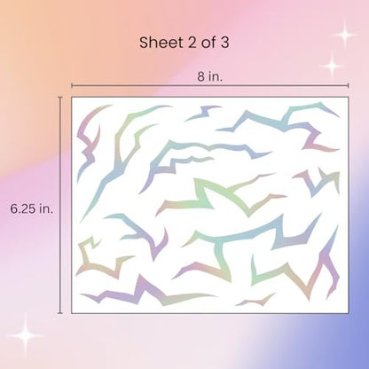 Iridescent Pattern Temporary Tattoos - 3 Sheets Holographic Demon Energy Metallic Tattoos for Cosplay, Kpop, Kids, Halloween