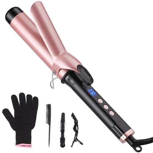 YEGUBEGU Curling Iron 1 1/2 Inch Large Barrel, Professional 1.5 Inch Curling Wand for Long Hair, Ceramic Hair Curler with LCD Display, Dual Voltage Travel Styler, 30s Heat Up & Auto Shut Off Avelisse