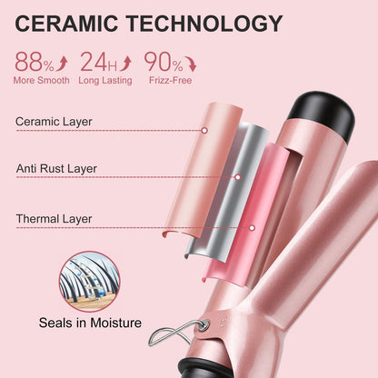 YEGUBEGU Curling Iron 1 1/2 Inch Large Barrel, Professional 1.5 Inch Curling Wand for Long Hair, Ceramic Hair Curler with LCD Display, Dual Voltage Travel Styler, 30s Heat Up & Auto Shut Off Avelisse