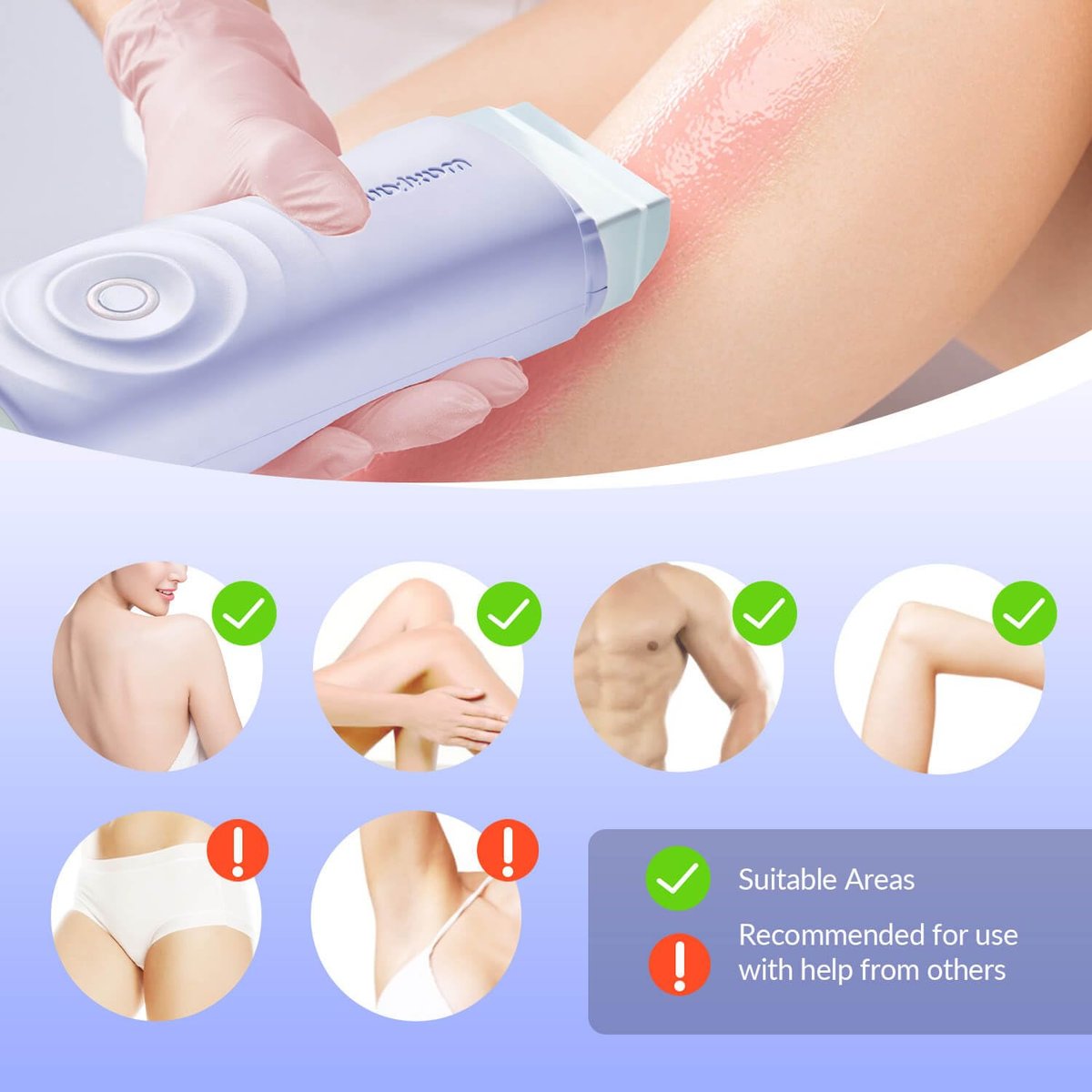 Waxfans Smart Wax Roller Kit – Roll-On Wax Kit for Women & Men, At-Home Waxing Kit for Body & Legs Hair Removal, Includes 2 Wax Refills & 50 Wax Strips, Easy & Smooth (Purple) Avelisse