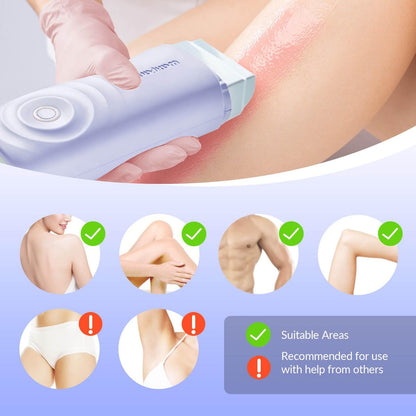 Waxfans Smart Wax Roller Kit – Roll-On Wax Kit for Women & Men, At-Home Waxing Kit for Body & Legs Hair Removal, Includes 2 Wax Refills & 50 Wax Strips, Easy & Smooth (Purple) Avelisse