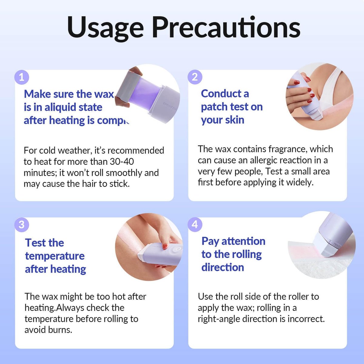 Waxfans Smart Wax Roller Kit – Roll-On Wax Kit for Women & Men, At-Home Waxing Kit for Body & Legs Hair Removal, Includes 2 Wax Refills & 50 Wax Strips, Easy & Smooth (Purple) Avelisse