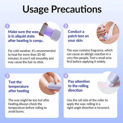 Waxfans Smart Wax Roller Kit – Roll-On Wax Kit for Women & Men, At-Home Waxing Kit for Body & Legs Hair Removal, Includes 2 Wax Refills & 50 Wax Strips, Easy & Smooth (Purple) Avelisse