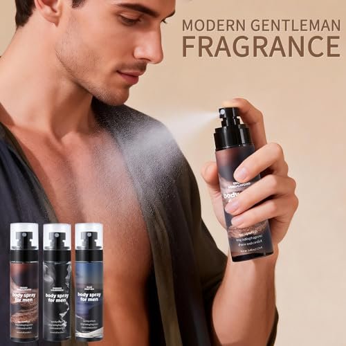 NIZENTA Body Spray for Men - Aluminum Free Deodorant, Alcohol-Free Gentle Formula, Powerful Freshness, 3.4 fl oz (Pack of 3) Avelisse